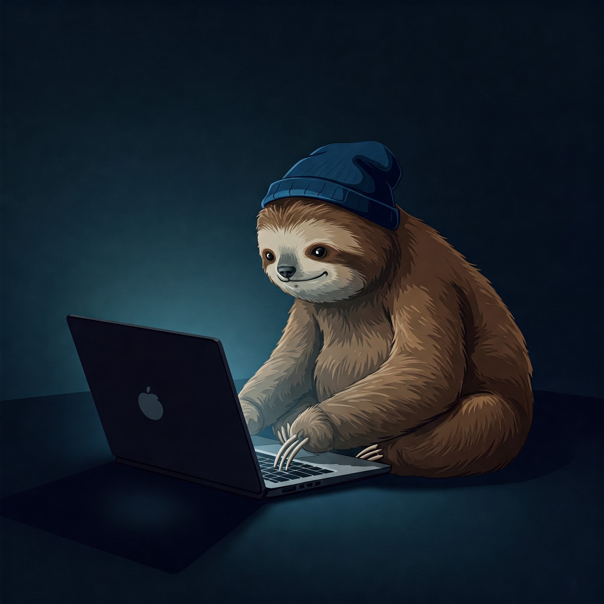 Sloth using a computer